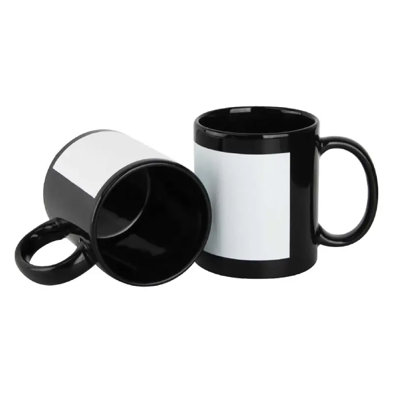 Black Ceramic Mugs with Printable Area