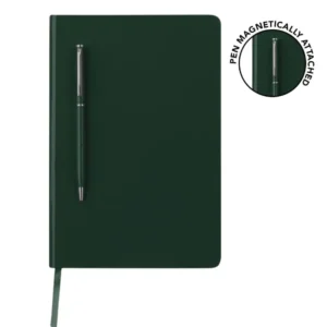 A5 Hard Cover Notebook with Metal Pen - Green