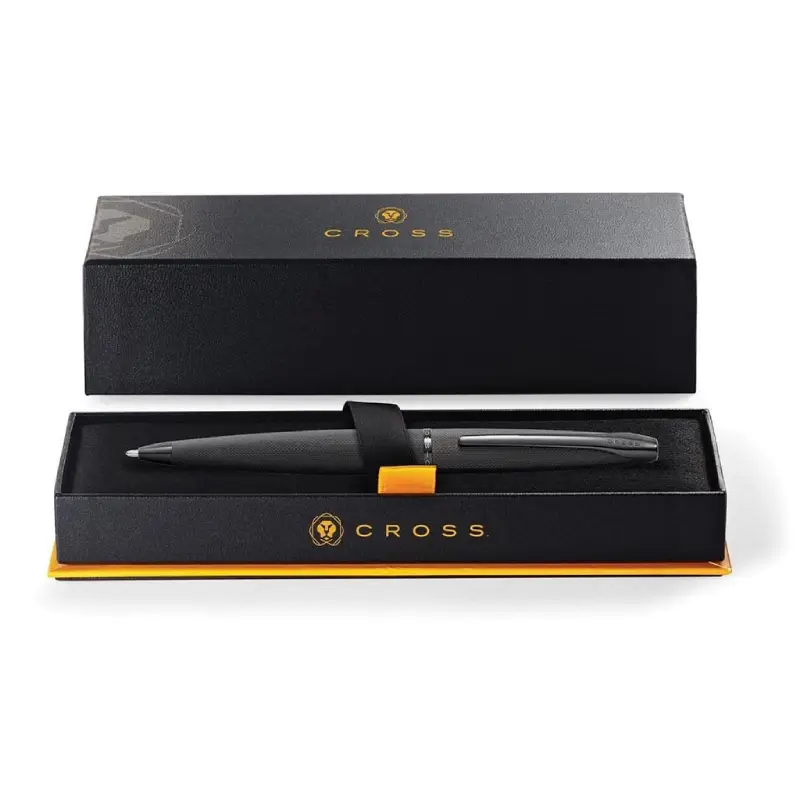 Brushed Black with Machine-Turned Diamond Pattern Engraving with Polished Black PVD Appointments Ballpoint Pen - Image 5