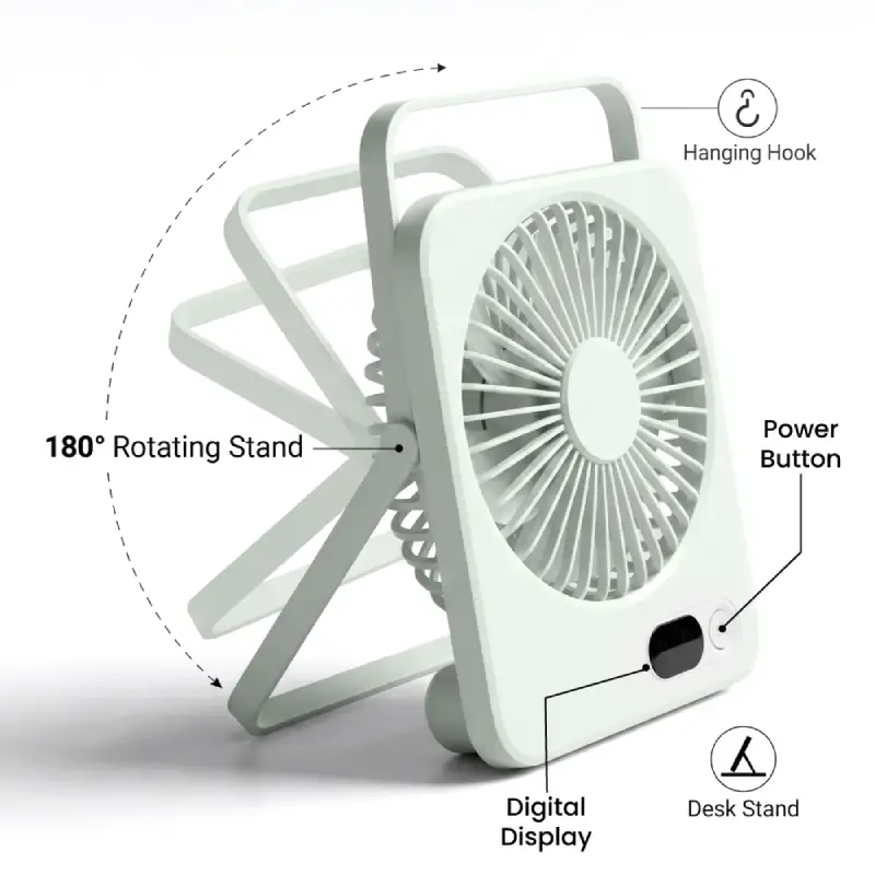 Rechargeable Table-Top Fan with Rotating Desk Stand - Image 2