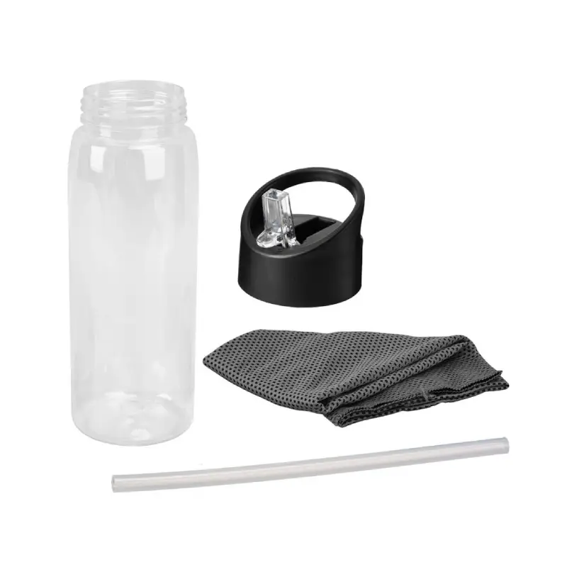 Giftology RPET Cooling Towel in RPET Bottle 800 ml - Black - Image 2