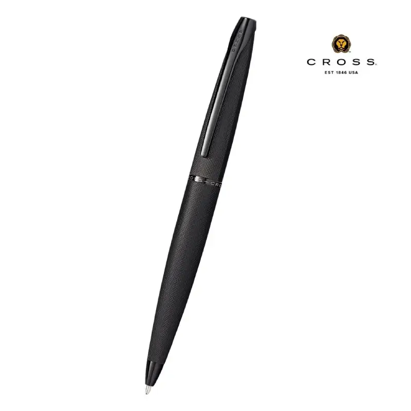 Brushed Black with Machine-Turned Diamond Pattern Engraving with Polished Black PVD Appointments Ballpoint Pen