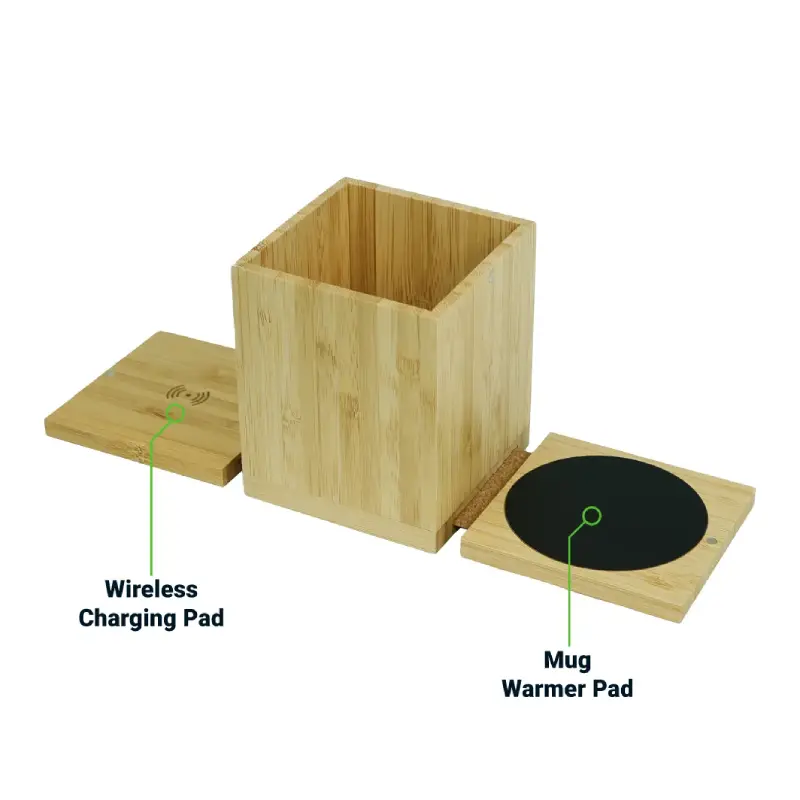 Foldable Fast Wireless Charging Pad 15W with Mug Warmer & Pen Holder - Image 3