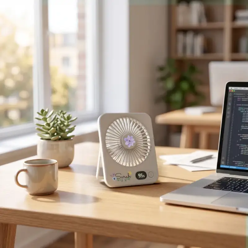 Rechargeable Table-Top Fan with Rotating Desk Stand - Image 8